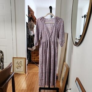 Madewell Purple Smocked Sundress with Bishop Sleeves